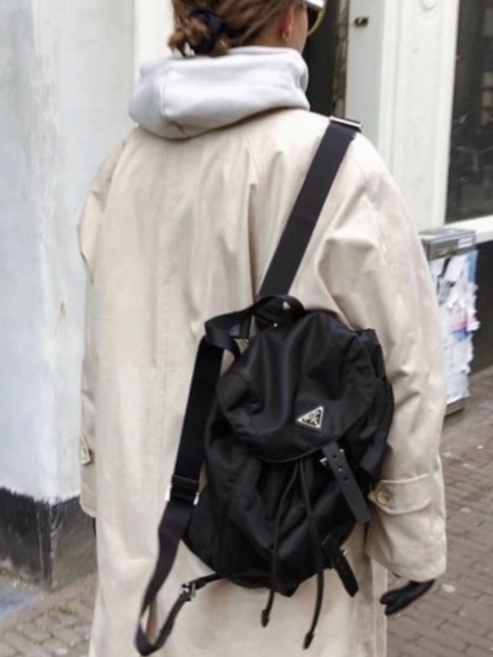 Prada Black Nylon Tessuto Backpack w/Front Buckle Pockets - Authentic - BN - Picture 2 of 4